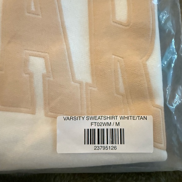 NWT The Bar Varsity Sweatshirt White/Tan Medium - Picture 3 of 4